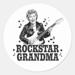 Rockstar Grandma – Fun and Retro Music Design Classic Round Sticker