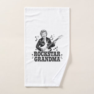 Rockstar Grandma – Fun and Retro Music Design Hand Towel