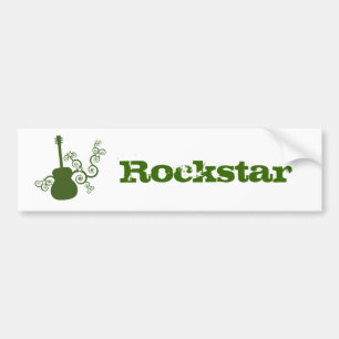 Rockstar Guitar Bumper Sticker, Green Sticker