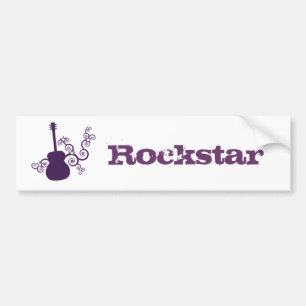 Rockstar Guitar Bumper Sticker, Purple Sticker