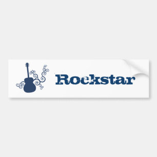Rockstar Guitar Bumper Sticker, Royal Blue Sticker