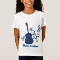 Rockstar Guitar Girl's T-shirt, Royal Blue