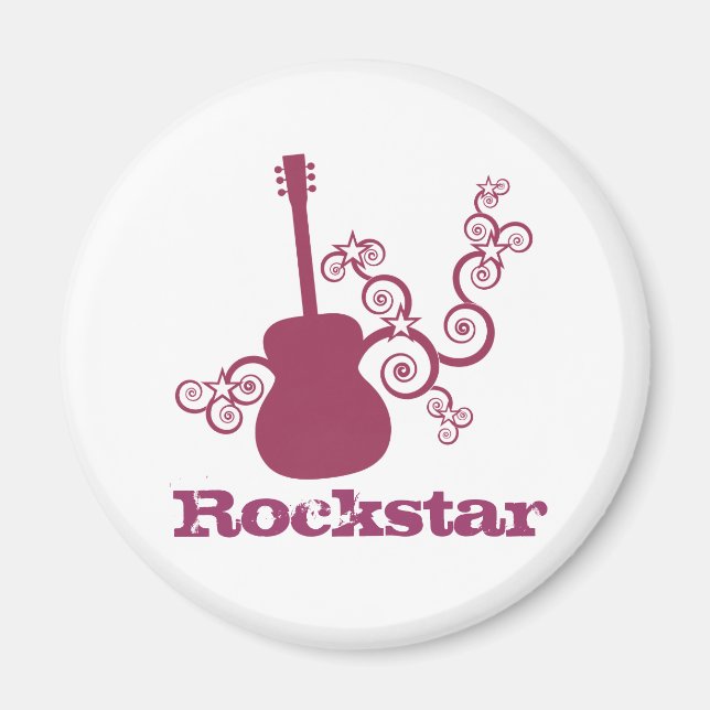Rockstar Guitar Magnet, Fuchsia Magnet (Front)