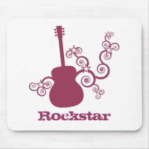 Rockstar Guitar Mousepad, Fuchsia Mouse Pad