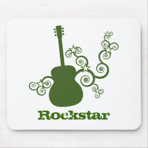 Rockstar Guitar Mousepad, Green Mouse Pad