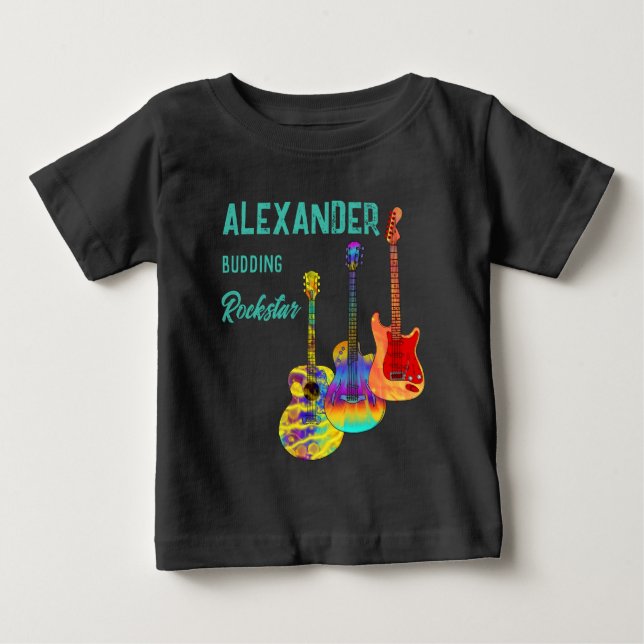 rockstar guitarist colourful guitars baby T-Shirt (Front)