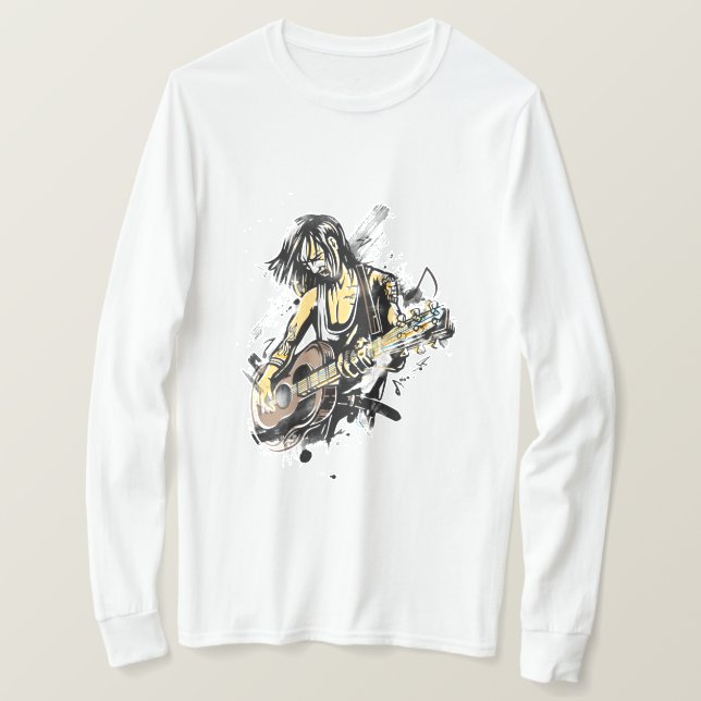 Rockstar Guy Playing Guitar T-Shirt (Design Front)