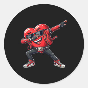 Rockstar Heart Dabbing Into Valentine’s Day Classic Round Sticker