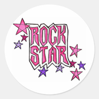 RockStar in PInk Classic Round Sticker