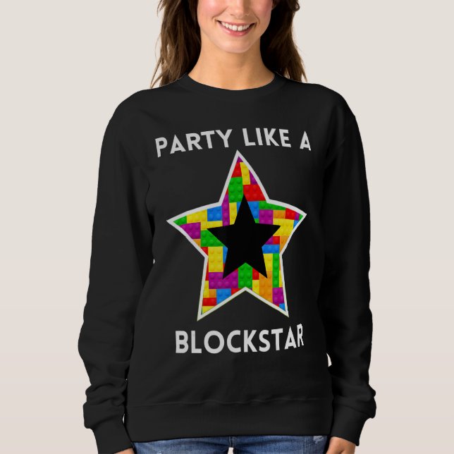 Rockstar Master Builder Building Blocks Toy Brick  Sweatshirt (Front)