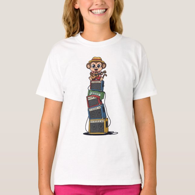 Rockstar Monkey Amp Stack Kids T-Shirt (Front)
