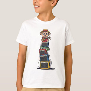 Rockstar Monkey Musician Stacking Amps Kids T-Shirt