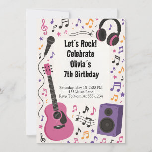 Rockstar Music birthday  Invitation