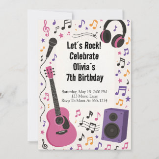 Rockstar Music birthday  Invitation