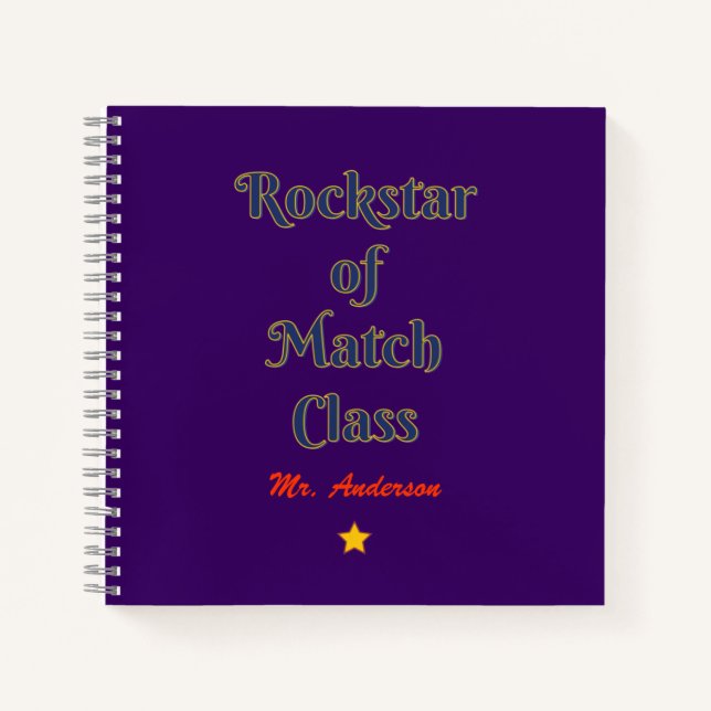 Rockstar of match class notebook (Front)