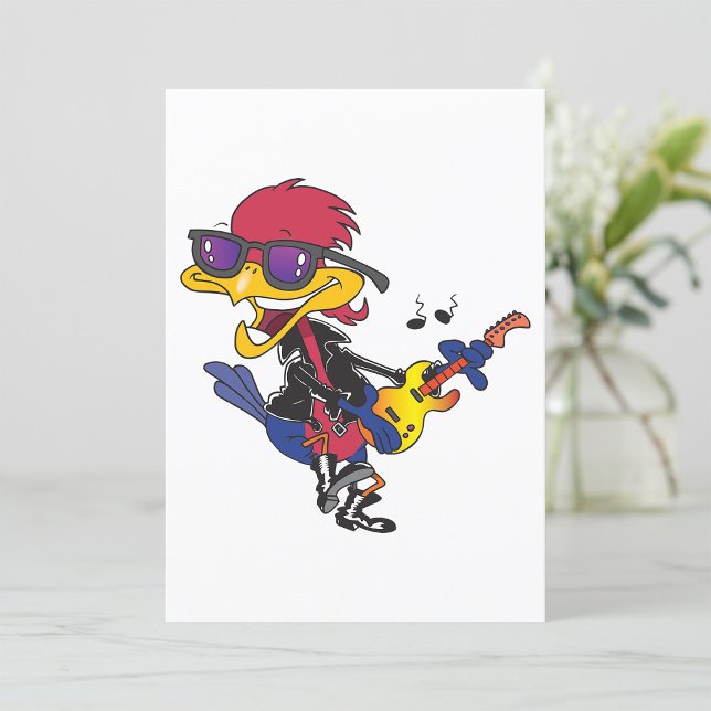 Rockstar Roadrunner Bird Playing Guitar Invitation (Creator Uploaded)