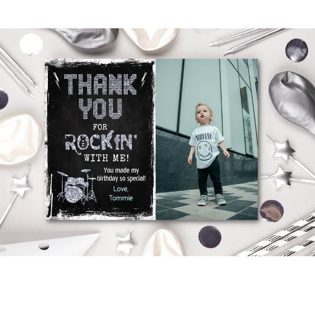 Rockstar Rocker Chalk Grunge Thank You Card (Creator Uploaded)