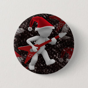 rockstar santa 6 cm round badge