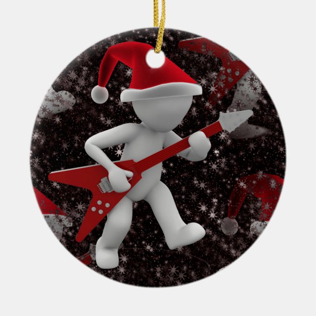 rockstar santa ceramic tree decoration (Front)