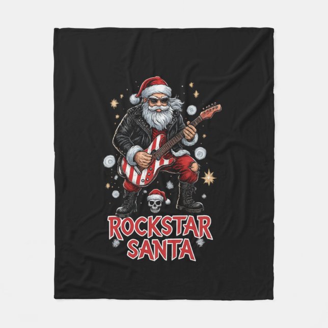 Rockstar Santa Fleece Blanket (Front)