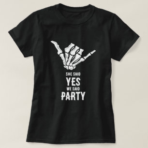 Rockstar Skeleton Bride Squad Black Crop Top