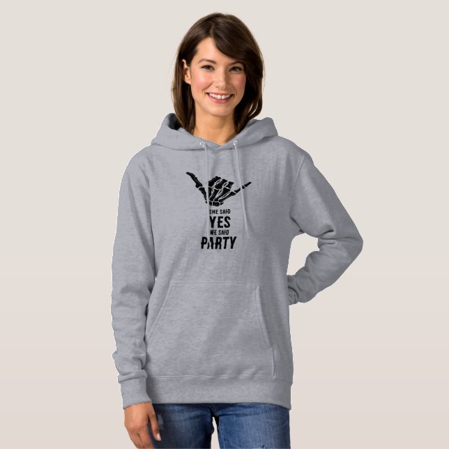 Rockstar Skeleton Bride Squad Grey Hoodie (Front Full)