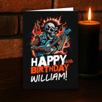 Rockstar Skeleton Guitar Musicians Birthday Card