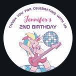 Rockstar Unicorn Kids Birthday Party Favour Classic Round Sticker<br><div class="desc">Cute party favours for kids,  boys or girls who love unicorn. Perfect for kids birthday party,  party favours and thank you label. You can also customise the text for baby shower or other occasion and party.</div>