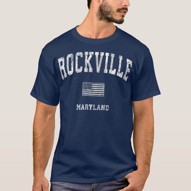 Rockville Maryland MD  Vintage American Flag Tee (Front)