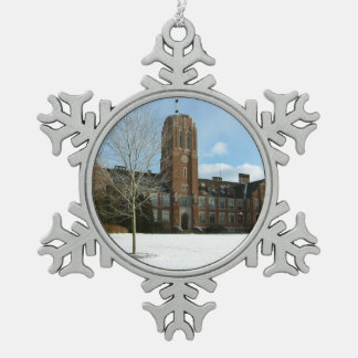 Rockwell in Winter at Grove City College Snowflake Pewter Christmas Ornament