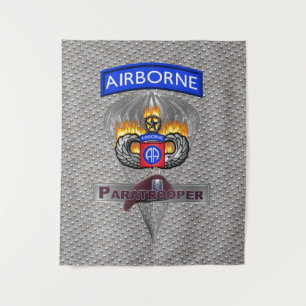 Rocky 82nd Airborne Division Silver Chute Tapestry