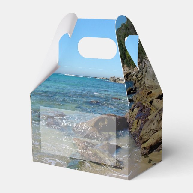 Rocky Beach Wedding Favour Box (Front Side)