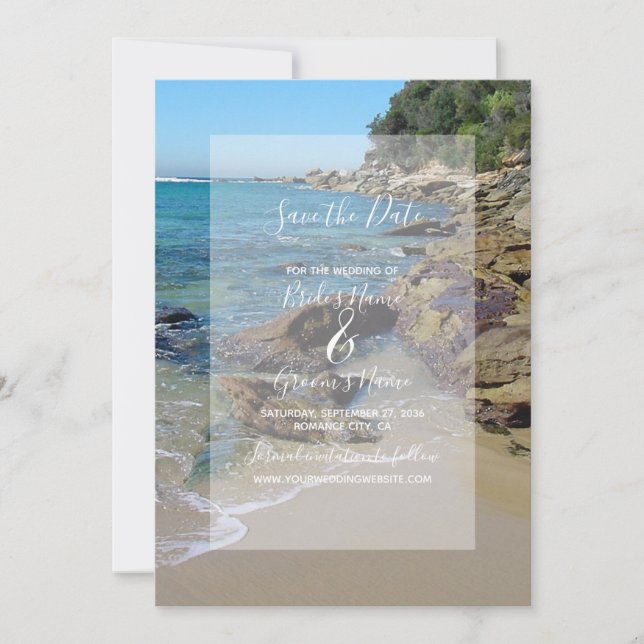 Rocky Beach Wedding Save The Date (Front)
