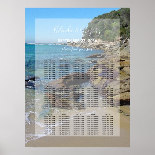 Rocky Beach Wedding Seating Chart (Front)
