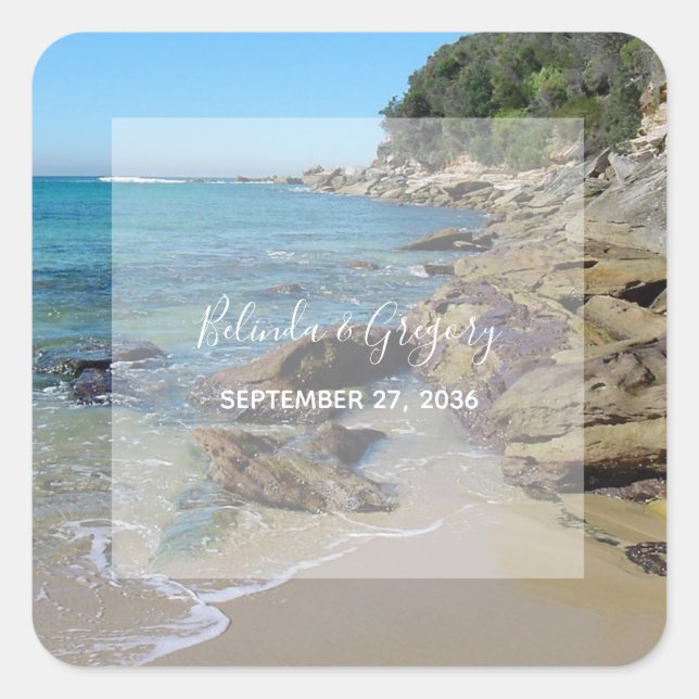 Rocky Beach Wedding  Square Sticker (Front)