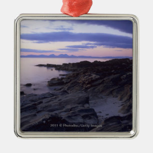 Rocky Coast at Sunset in Kintyre, Argyll, Scotland Metal Tree Decoration