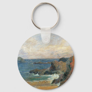 Rocky Coast by Paul Gauguin, Vintage Impressionism Key Ring