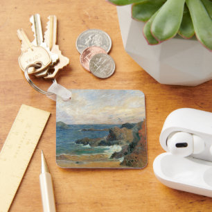 Rocky Coast by Paul Gauguin, Vintage Impressionism Key Ring