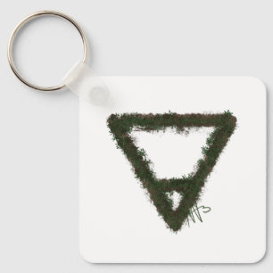Rocky Earth Element Alchemy Symbol Metal Key Ring
