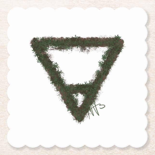 Rocky Earth Element Alchemy Symbol Paper Coaster (Front)