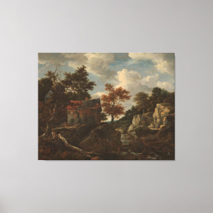 Rocky landscape, Jacob Isaacksz. van Ruisdael, Canvas Print