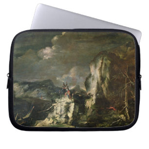 Rocky Landscape with a Huntsman and Warriors (oil Laptop Sleeve