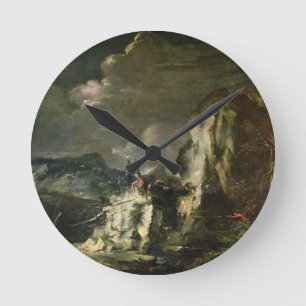 Rocky Landscape with a Huntsman and Warriors (oil Round Clock