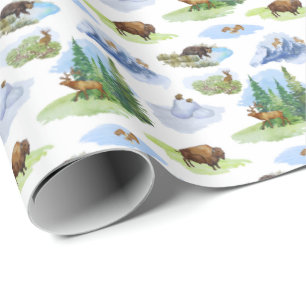 Rocky Mountain Animal Toile (Original) Wrapping Paper