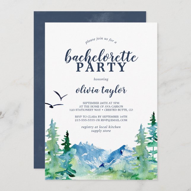 Rocky Mountain Bachelorette Party Invitation (Front/Back)