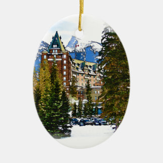 Rocky Mountain Castle - Banff Canada Ceramic Tree Decoration