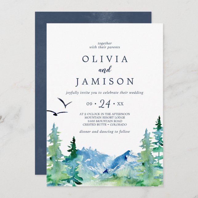 Rocky Mountain Casual Destination Wedding Invitation (Front/Back)