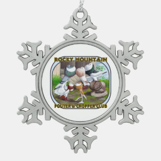 Rocky Mountain Club Logo Snowflake Pewter Christmas Ornament
