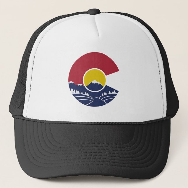Rocky Mountain Colorado C Trucker Hat (Front)