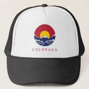 Rocky Mountain Colorado Sunset Logo Trucker Hat